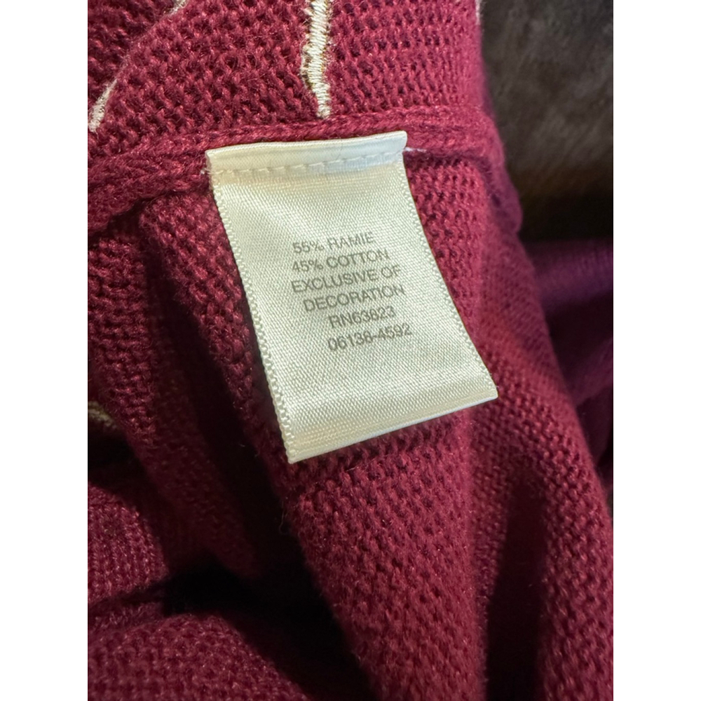 Women's Christopher & Banks Burgundy Cardigan with Fall Leaves, Size L - Picture 5 of 9